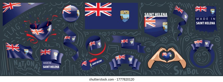 Vector set of the national flag of Saint Helena in various creative designs