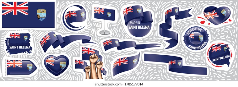 Vector set of the national flag of Saint Helena in various creative designs