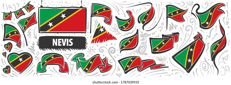 Vector set of the national flag of Saint Kitts and Nevis