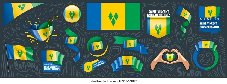 Vector set of the national flag of Saint Vincent and the Grenadines