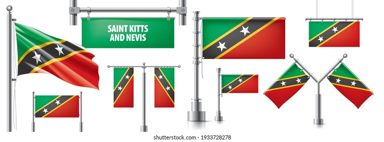 Vector set of the national flag of Saint Kitts and Nevis