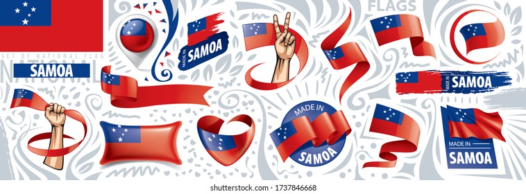 Vector set of the national flag of Samoa in various creative designs