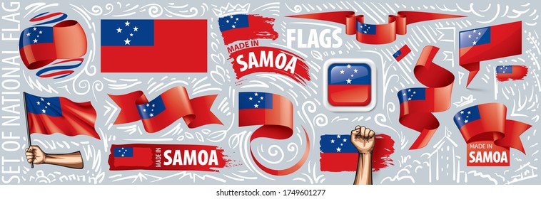 Vector set of the national flag of Samoa in various creative designs