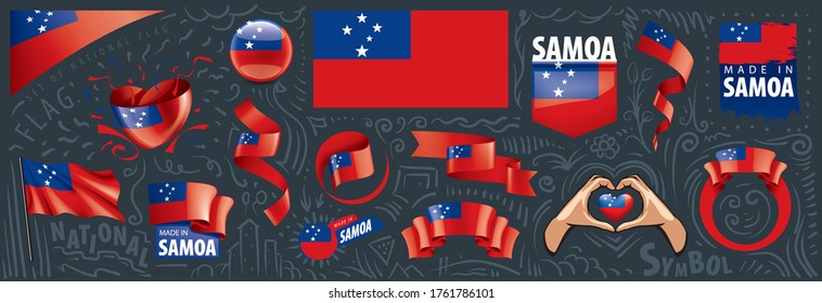 Vector set of the national flag of Samoa in various creative designs