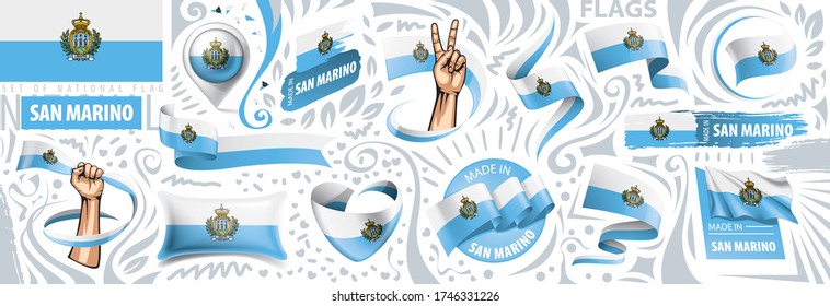 Vector set of the national flag of San Marino in various creative designs