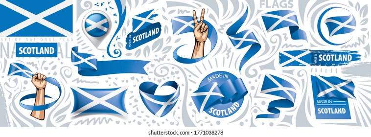 Vector set of the national flag of Scotland in various creative designs