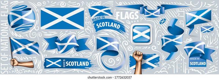 Vector set of the national flag of Scotland in various creative designs