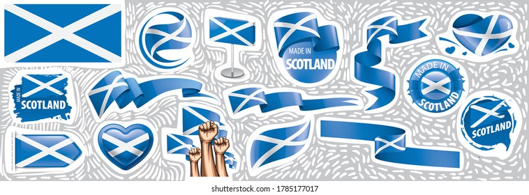 Vector set of the national flag of Scotland in various creative designs