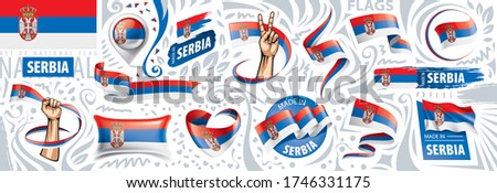 Vector set of the national flag of Serbia in various creative designs