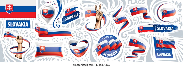 Vector set of the national flag of Slovakia in various creative designs