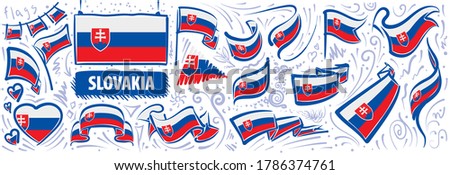 Vector set of the national flag of Slovakia in various creative designs