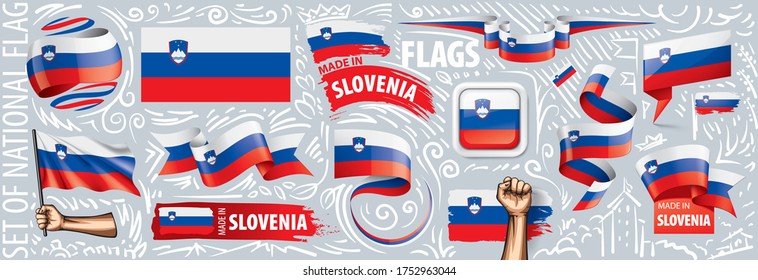 Vector set of the national flag of Slovenia in various creative designs