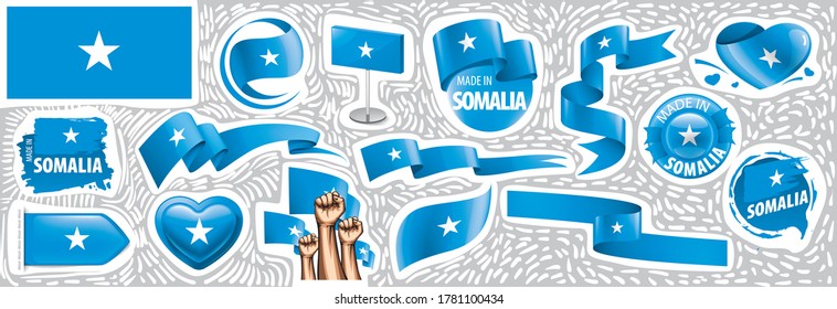 Vector set of the national flag of Somalia in various creative designs