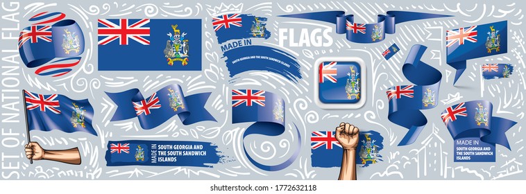 Vector set of the national flag of South Georgia and the South Sandwich Islands