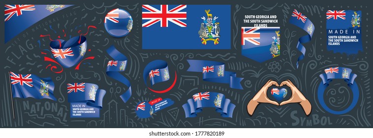 Conjunto de vectores de la bandera nacional de Georgia del Sur y las Islas Sandwich del Sur
