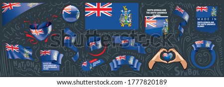 Vector set of the national flag of South Georgia and the South Sandwich Islands
