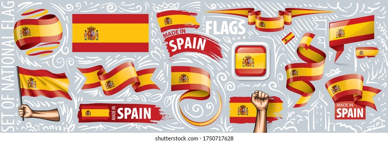 Vector set of the national flag of Spain in various creative designs