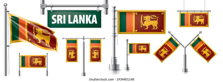 Vector set of the national flag of Sri Lanka in various creative designs
