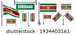 Vector set of the national flag of Suriname in various creative designs