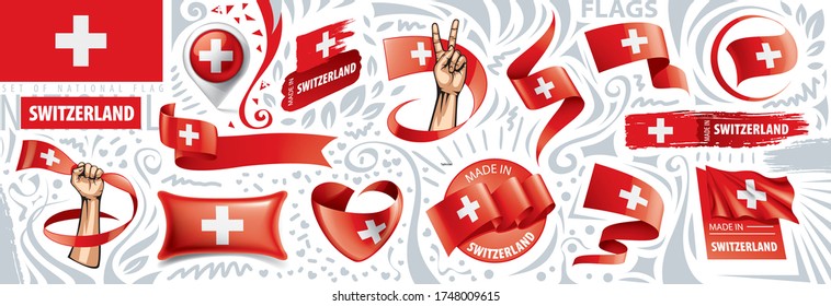 Vector set of the national flag of Switzerland in various creative designs