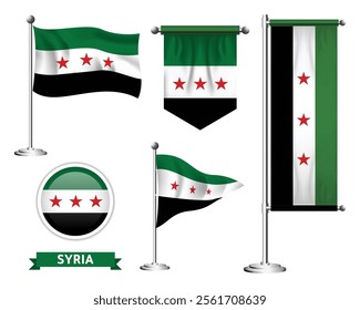 vector set national flag syria various creative designs - syrian flag