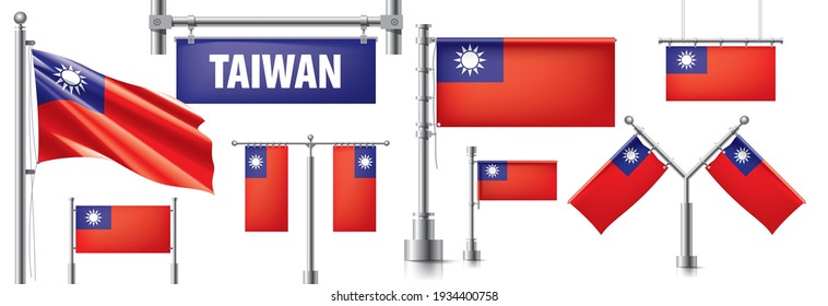 Vector set of the national flag of Taiwan in various creative designs