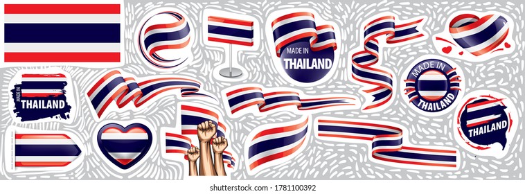 Vector set of the national flag of Thailand in various creative designs