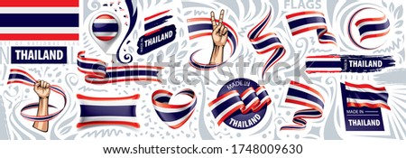 Vector set of the national flag of Thailand in various creative designs