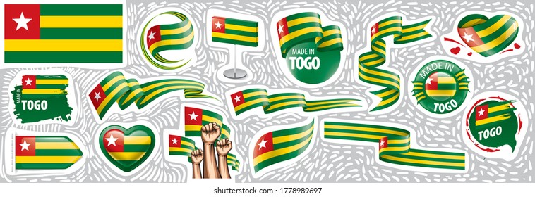 Vector set of the national flag of Togo in various creative designs