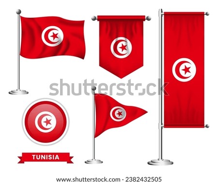 vector set of the national flag of tunisia in various creative designs