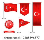 vector set of the national flag of turkey in various creative designs