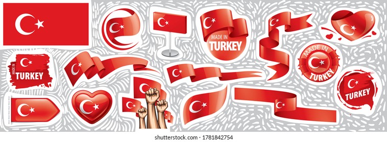 Vector set of the national flag of Turkey in various creative designs