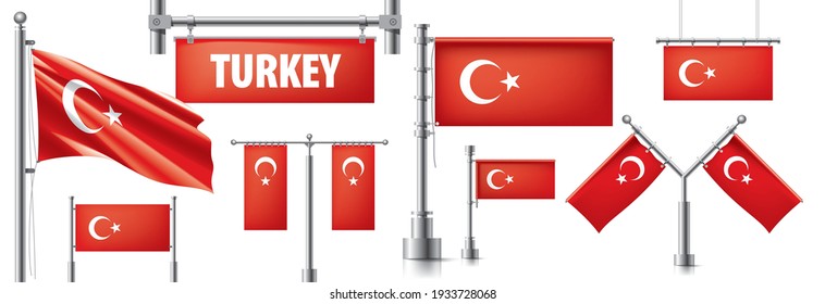Vector set of the national flag of Turkey in various creative designs