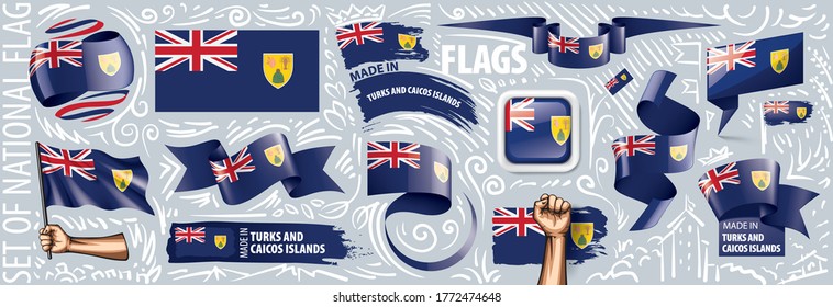 Vector set of the national flag of Turks and Caicos Islands