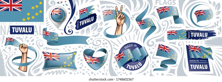 Vector set of the national flag of Tuvalu in various creative designs