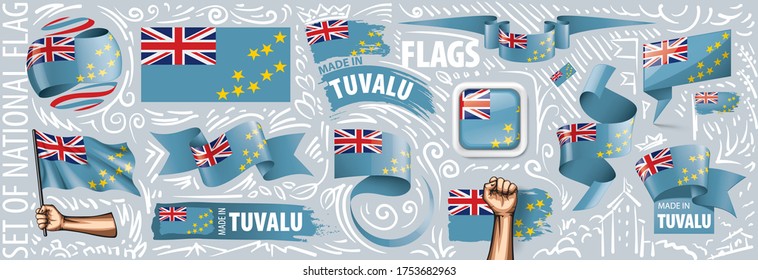 Vector set of the national flag of Tuvalu in various creative designs