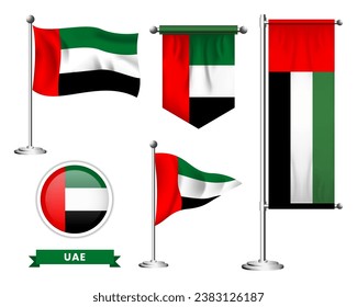 vector set of the national flag of UAE in various creative designs