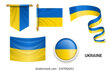 Vector set of the national flag of Ukraine  in various creative designs