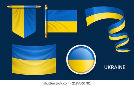 Vector set of the national flag of Ukraine  in various creative designs