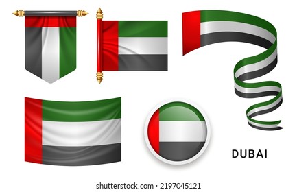Vector set of the national flag of United Arab Emirates  in various creative designs