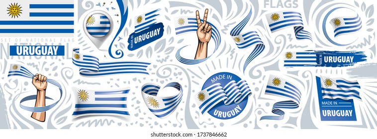 Vector set of the national flag of Uruguay in various creative designs