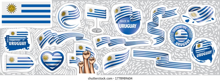 Vector set of the national flag of Uruguay in various creative designs