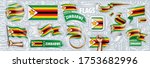 Vector set of the national flag of Zimbabwe in various creative designs