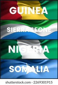 Vector set of national flags. Banner, background. Country official symbol