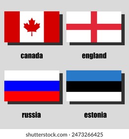 a vector set of national flags of canada, england, russia and estonia