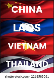 Vector set of national flags. Country official symbol. Banner, background