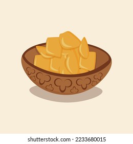 Vector set of national kazakh cuisine, dishes. Vector baursak illustration.