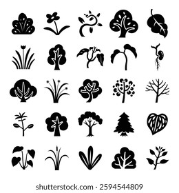 vector set of natural icon illustration isolated on white background.