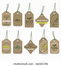 Vector set of natural organic cardboard labels.