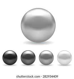 Vector Set of Natural Pearls Isolated on White Background.